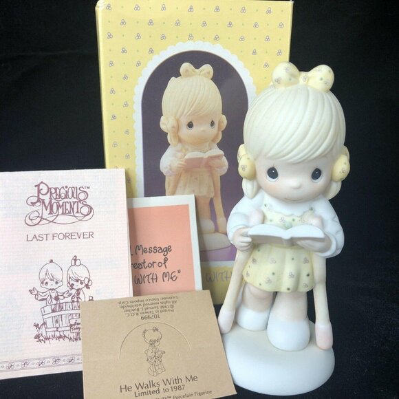 Enesco Other - Precious Moment Figurine Easter Seals He Walks With Me Girl On Crutches 107999
